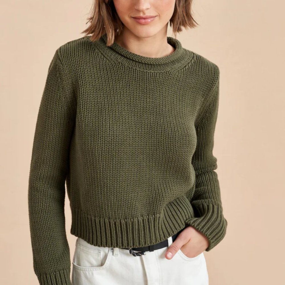 La Ligne Solid Mini Marina Sweater NWT Olive S